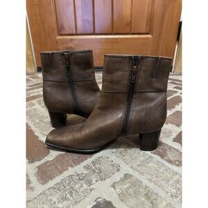 Apostrophe‎ Jules Brown Leather Side Zip Ankle Boots Women's Size 7